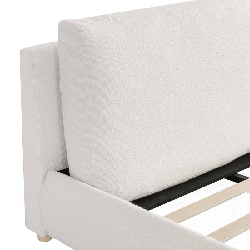 Upholstered Platform Bed Boucle Fabric Bedroom Bed