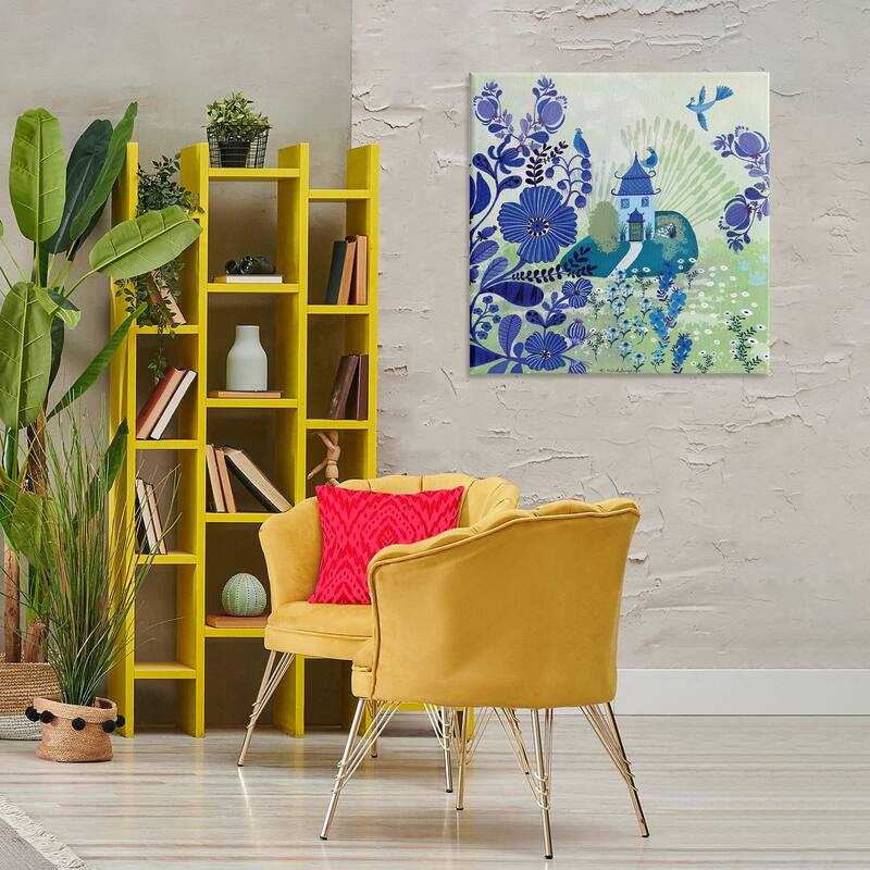 Stupell Whimsical Blue Garden Canvas Wall Art Design By Kay Widdowson