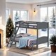 preview thumbnail 22 of 25, Elegant Twin over Full Bunk Bed with Camelback Headboard, Angled Ladder, Guardrails & Mission-Style Design