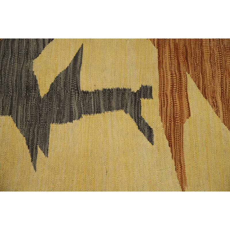 Hand Woven Oriental 100% Wool Carpet Southwestern Modern Multi-Colored Kilim Area Rug - 9' 9'' X 6' 10''
