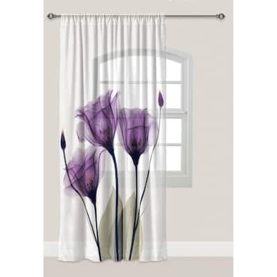 Laural Home Gentian Hope Floral Sheer Window Panel