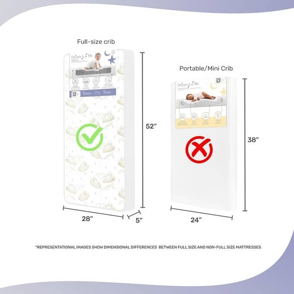 dimension image slide 0 of 2, Dream On Me 2-In-1 Breathable Twilight 5-Inch Spring Coil Crib and Toddler Bed Mattress