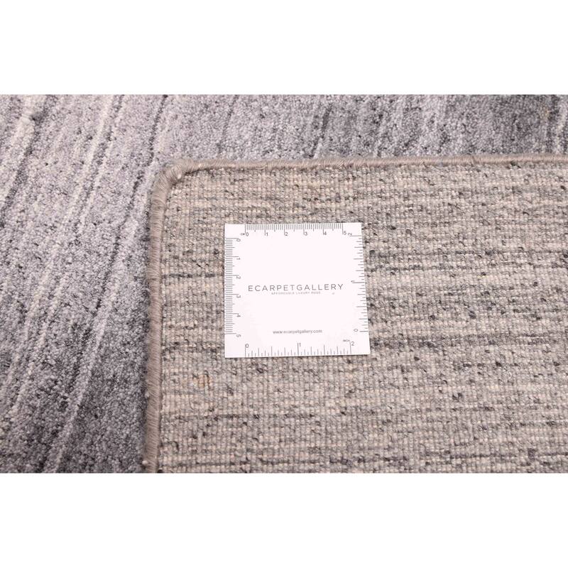ECARPETGALLERY Hand Loomed Indo Gabbeh Grey Viscose, Wool Rug - 5'6 x 7'6