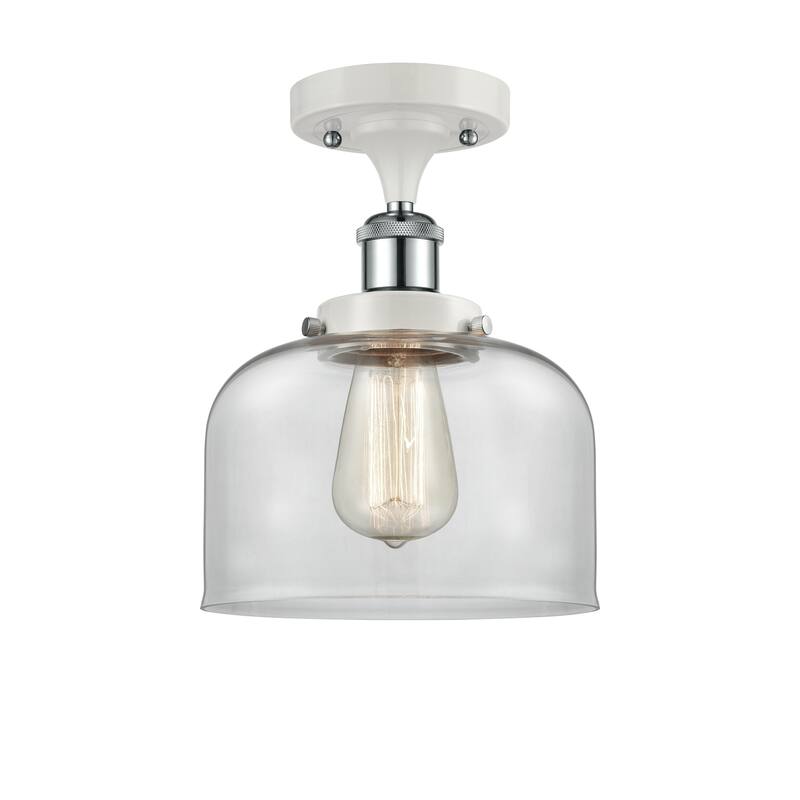 Innovations Lighting Ballston Urban Bell - 1 Light 8" Semi-Flush Mount - Clear/White and Polished Chrome