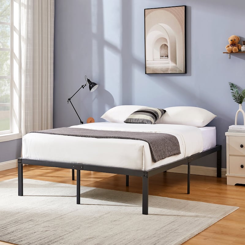 Javlergo 14/16/18 Inch Metal Platform Bed Frame, Heavy Duty Slat Support /No Box Spring Needed
