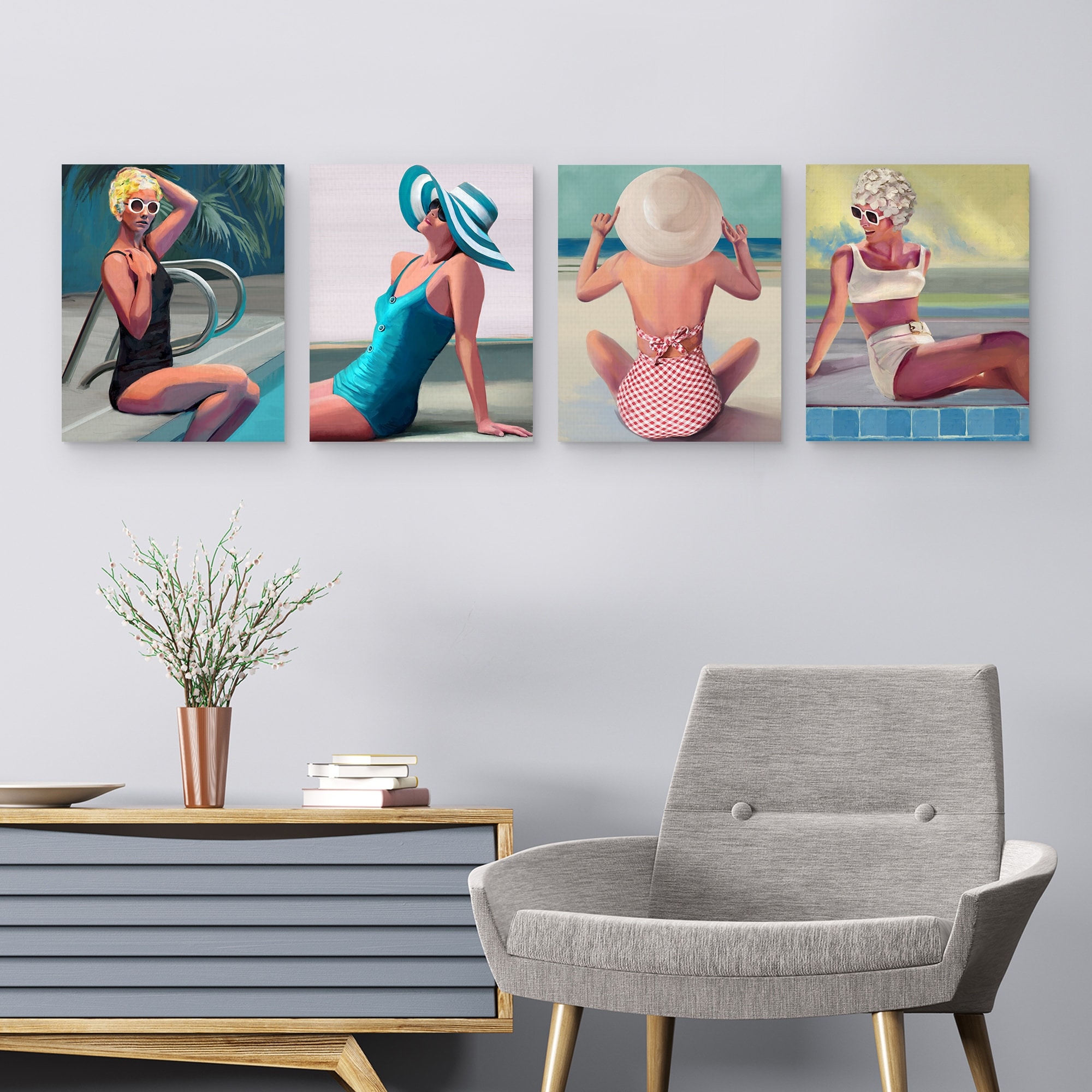 Retro Beach Girls I-IV Canvas Art Prints - Bed Bath & Beyond