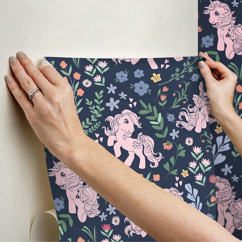 RoomMates My Little Pony Retro Floral Blue Peel and Stick Wallpaper