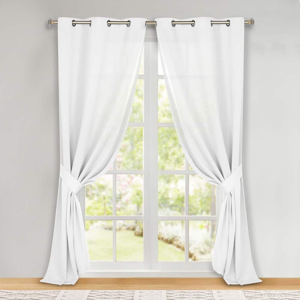 Superior Solid Machine Washable Room Darkening Blackout Curtains with Back Tabs, Set of 2