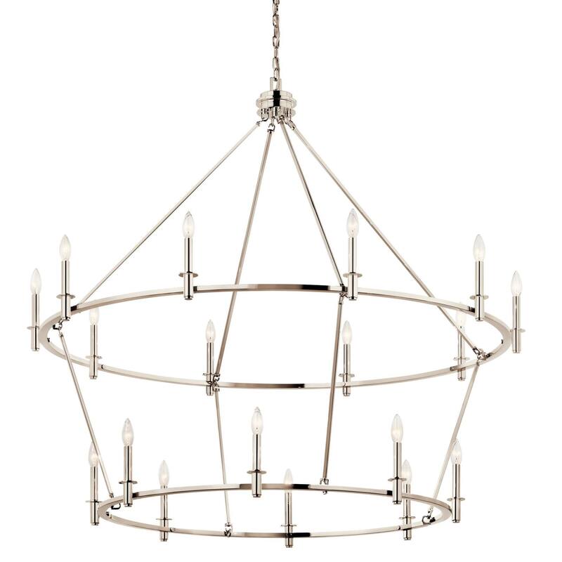 Kichler 52708 Carrick 18 Light 55" Wide Taper Candle Ring Chandelier - Polished Nickel