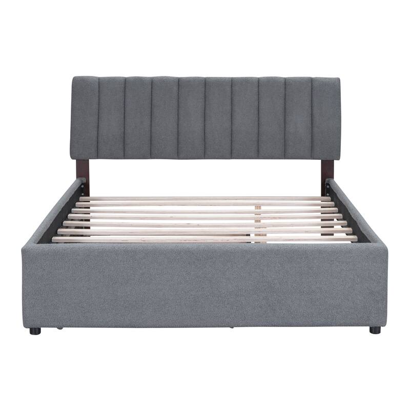 Upholstered Platform Bed with Trundle and LED Lights