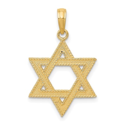 Curata 14k Yellow Gold 18" Solid Star of David Pendant Necklace - 19x17mm