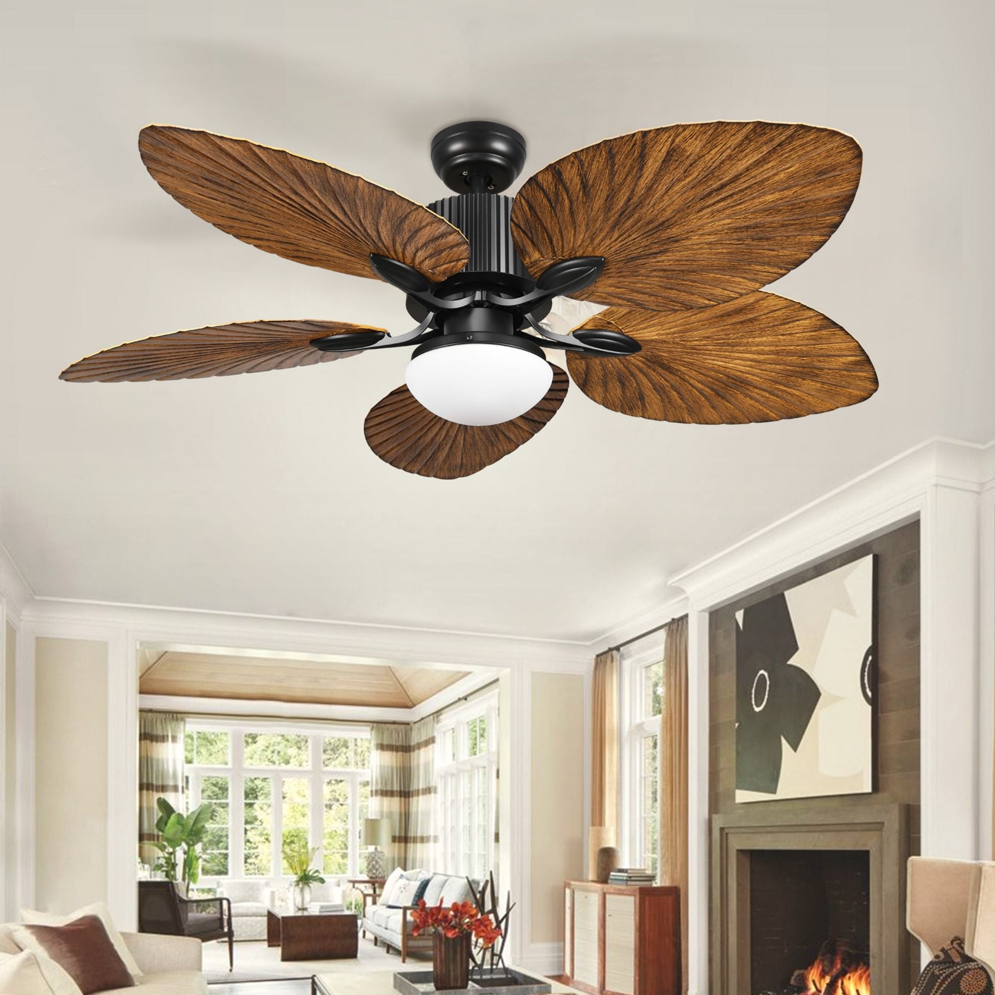 Moasis 52 Palm Leaf Tropical Style Ceiling Fan LED Light with Remote - On  Sale - Bed Bath & Beyond - 37919008
