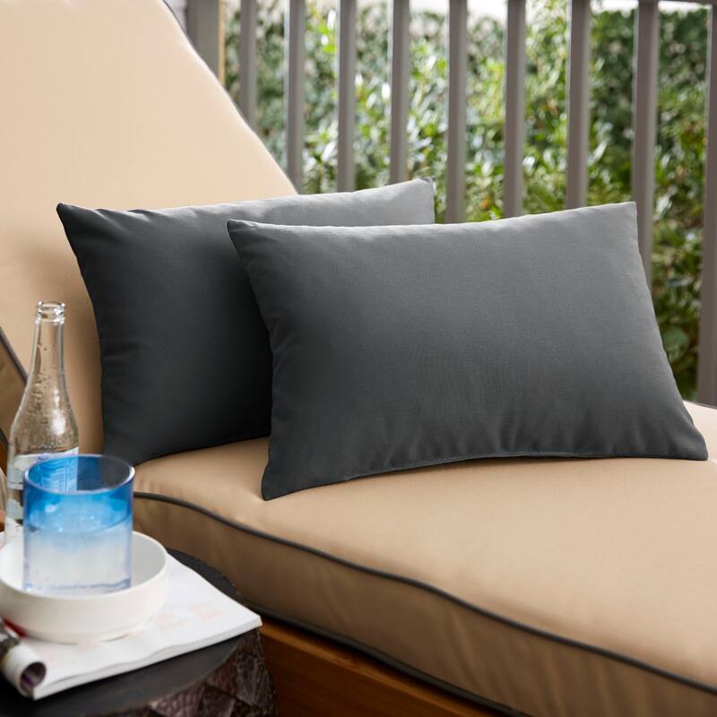 Sorra Home Sloane Charcoal Grey Indoor/ Outdoor Knife Edge Pillow Set