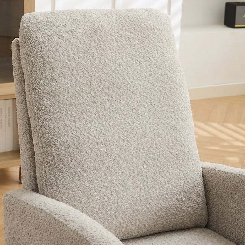 Mid-Century Modern Nursery Rocking Armchair Glider Rocker With Retractable Footrest For Living Room