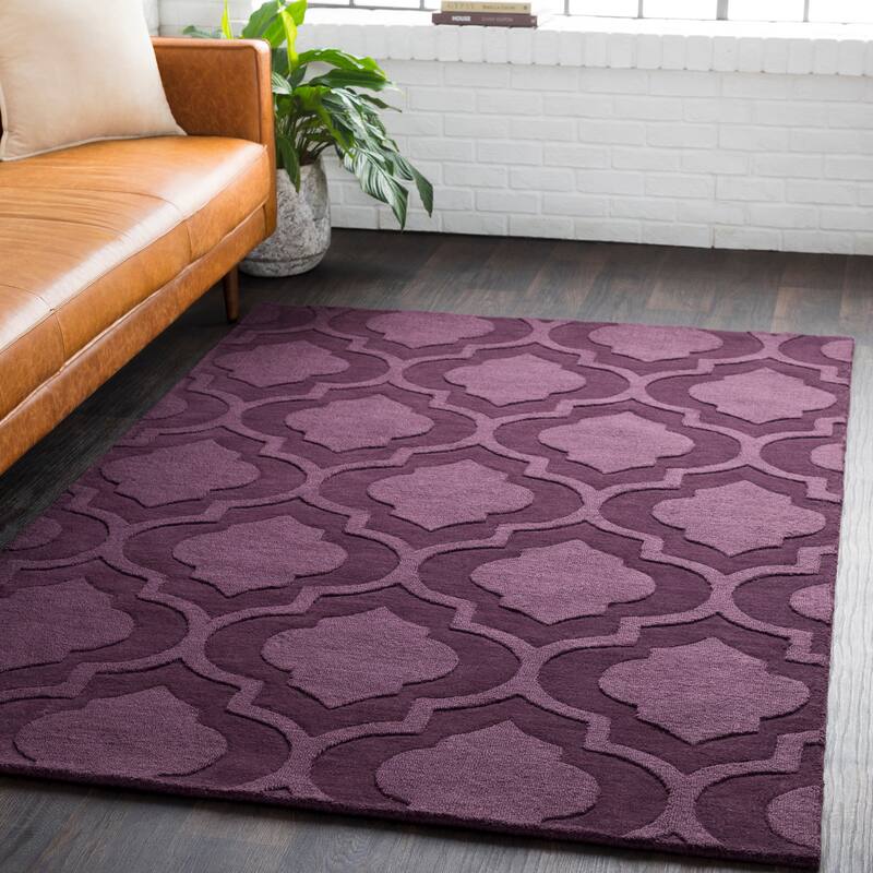 Hand-Woven Ali Tone-on-Tone Moroccan Trellis Wool Rug (9' x 12')