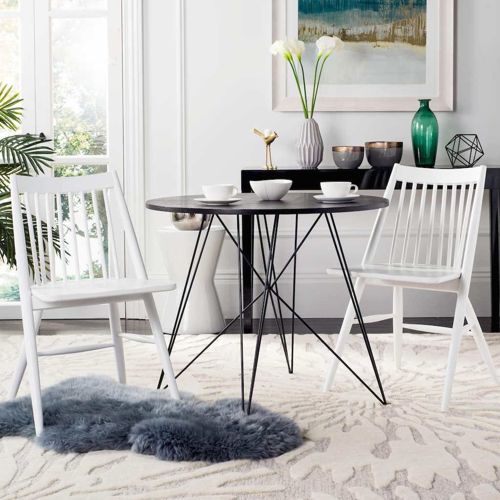SAFAVIEH Dining 19-inch Wren White Spindle Dining Chair (Set of 2) - 21"W x 22"D x 34"H