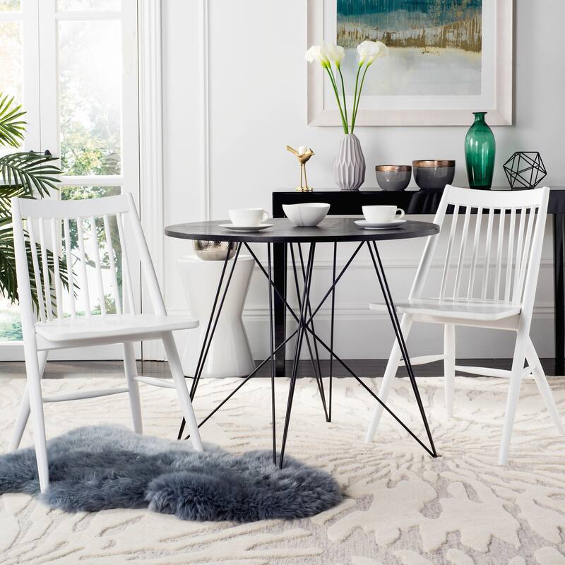 SAFAVIEH Orelia 19 Inch Black Spindle Dining Chair (Set of 2) - 21Wx22Dx34H - White