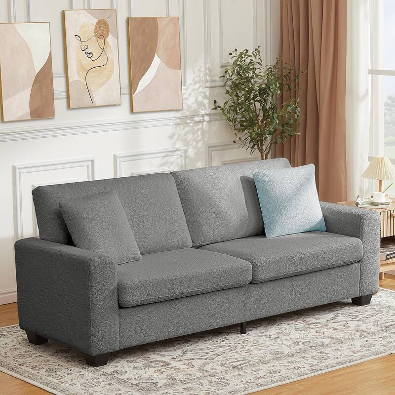 83 Inch Modern 3 Seater Sofa with Deep Seats, Comfortable Cloud Couch for Living Room - Grey