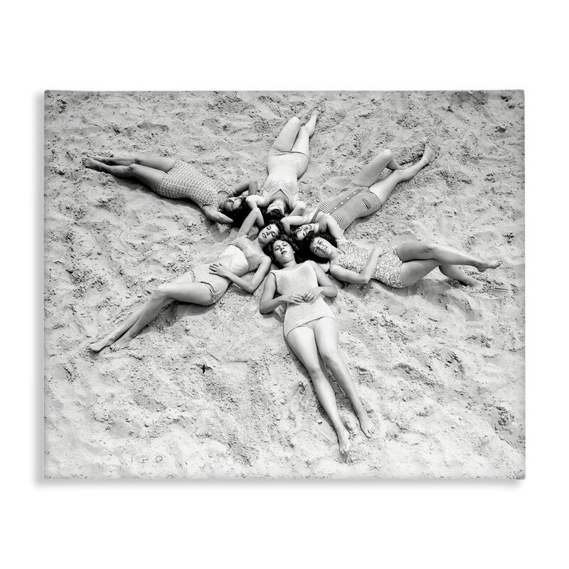 Stupell Women on Beach in Star Shape Canvas Wall Art Design By Arlington Prints - 48 x 36