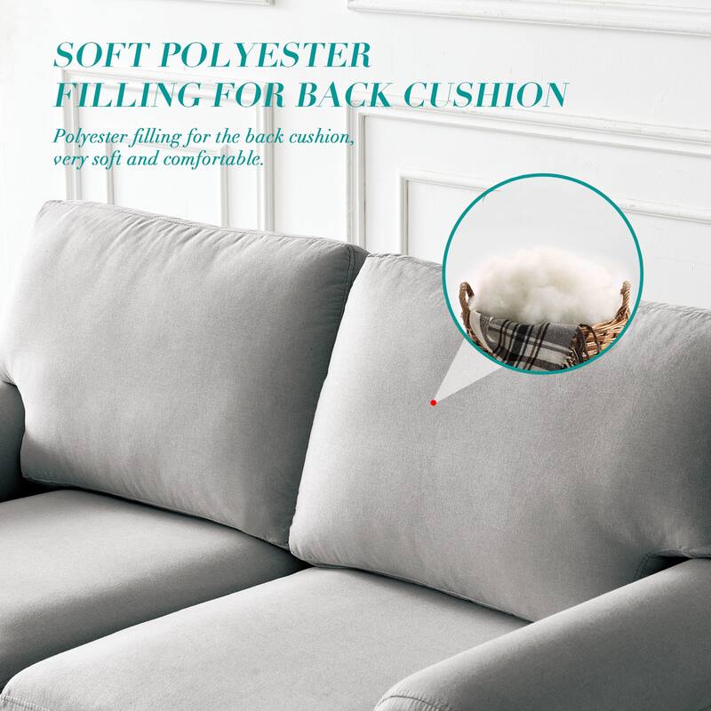 Fabric Upholstered Sofa with Storage Under Seat, Round Arm Design, Silver Nailhead Accents, Durable Solid Wood & Metal Frame