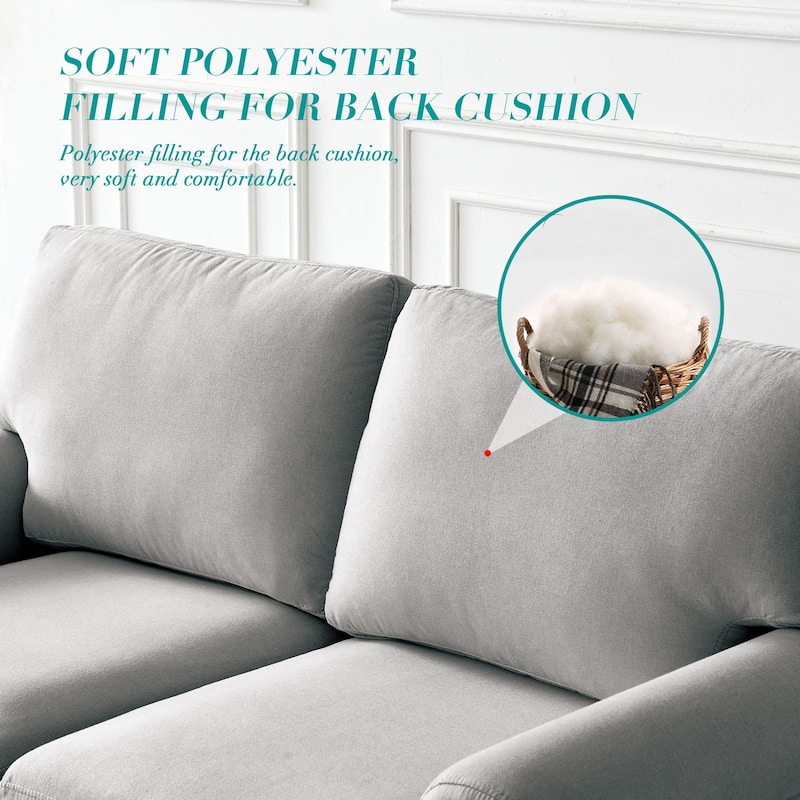 Linen Fabric Upholstery with Storage Loveseat (Beige)