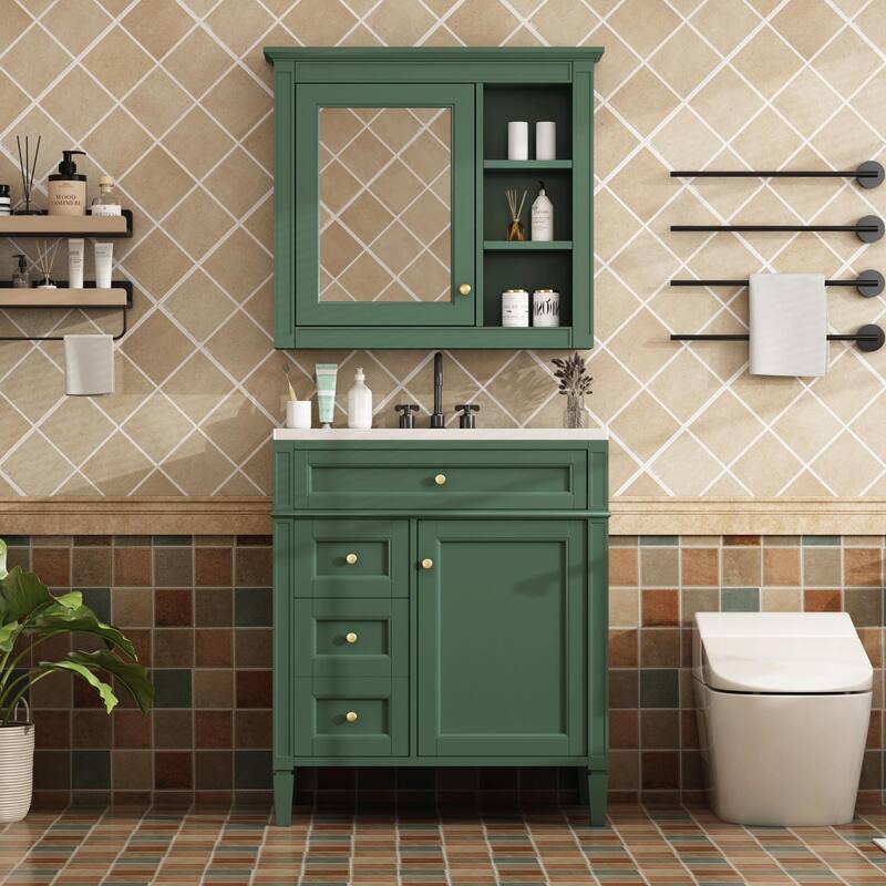 30'' Bathroom Vanity Set with Mirror Cabinet
