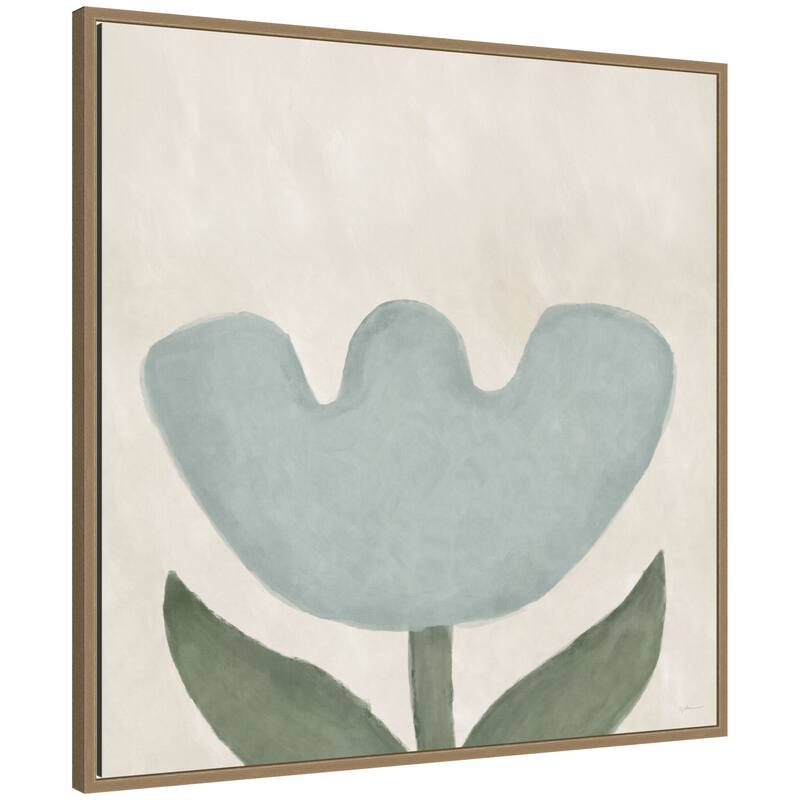 Kate and Laurel Blue Flower by Gabrielly Guedes Framed Canvas Wall Art Print - 30x30 - Gold