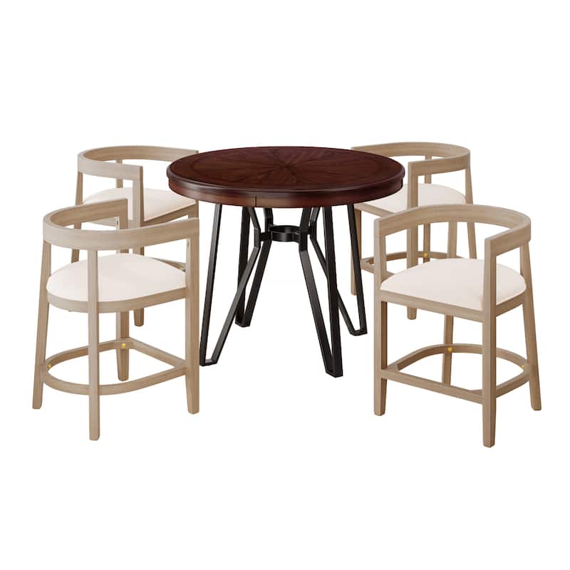 Ember 5-Piece Counter-Height Bar Set with Rubberwood Chairs and Ash Wood Table by Christopher Knight Home