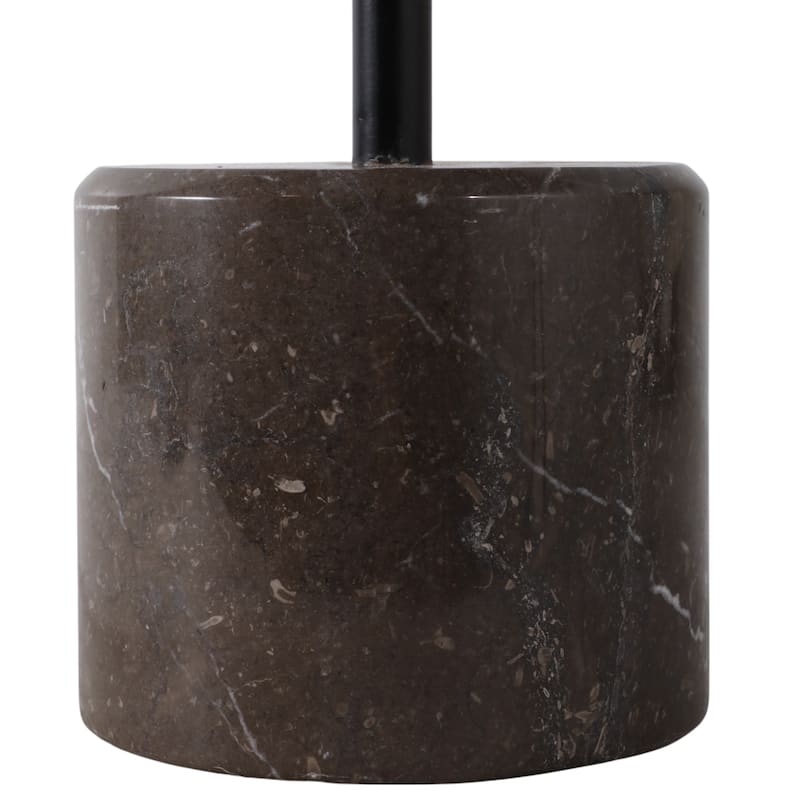 Marble Stone Accent Table Iron Base for Living Room Office - 21" Black - 15" x 15" x 20.75"