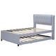 preview thumbnail 5 of 8, Full Size Upholstered Platform Bed with Adjustable Trundle, Modern Linen Headboard