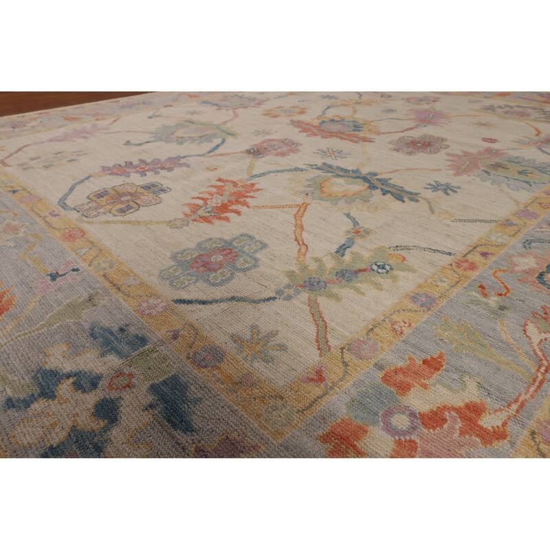 Oushak Turkish Area Rug Hand-Knotted Transitional Wool Carpet - 8'1"x 9'9"