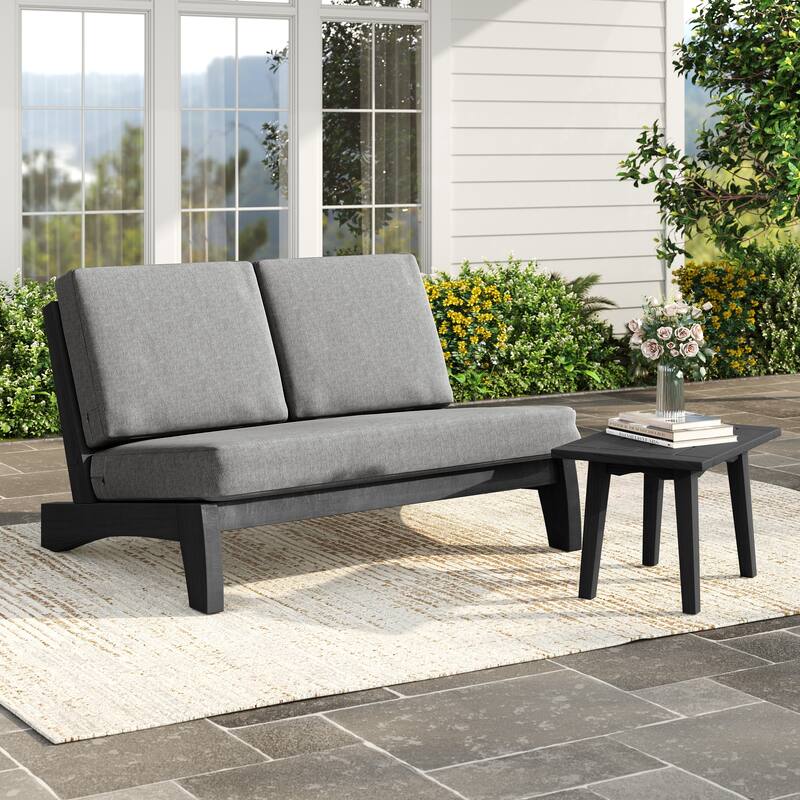 6-Piece Gray Sectional Wood Furniture Patio Sofa