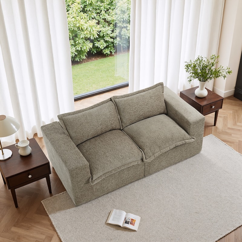 No Assembly Chenille Modular Sectional Sofa Comfy Cloud Couch