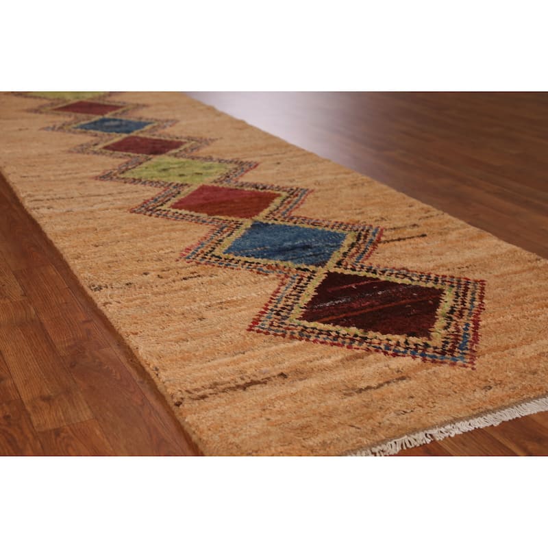 Moroccan Orange Tribal Oriental Runner Rug Handmade Wool Carpet - 3'3" x 12'6" - 3'3" x 12'6" - Orange
