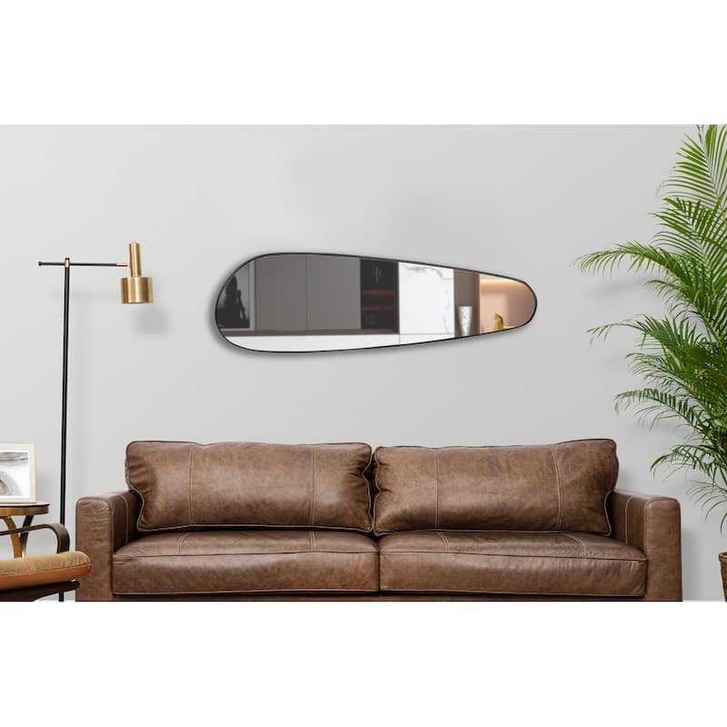 Modern Asymmetrical Large Metal Frame Mirror - Black