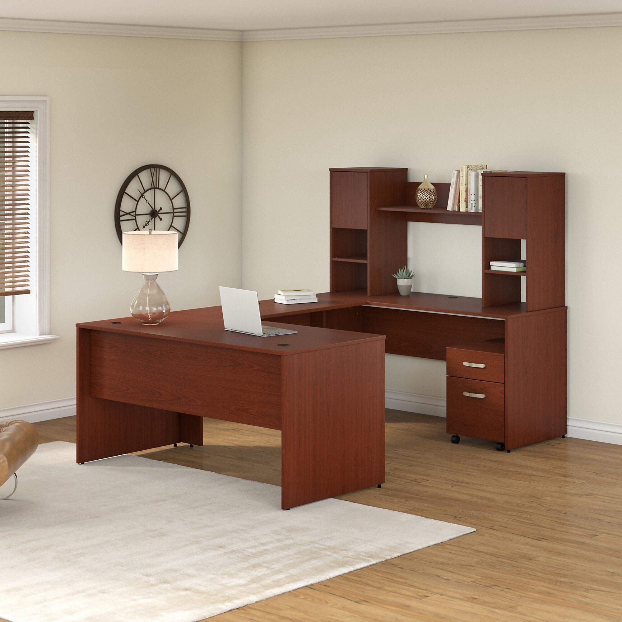 Commerce 60W U Shaped Desk with Hutch and Drawers by Bush Furniture Overstock 33820581