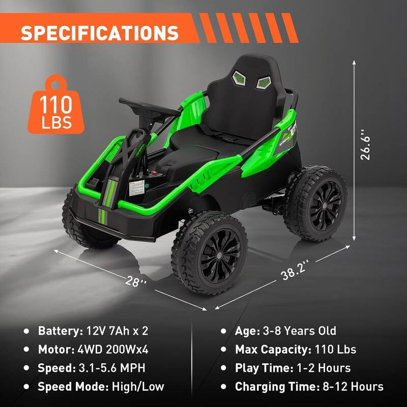 24V Ride On Toys for Big Kids, 4 Eva Wheels Utv