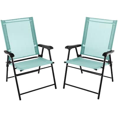 Gymax Set of 2 Patio Folding Chairs Outdoor Portable Pack Lawn Chairs