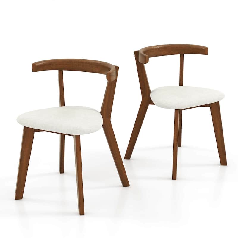 2/4PCS Wooden Dining Chairs Farmhouse Armless Upholstered Side Chairs - Set of 2