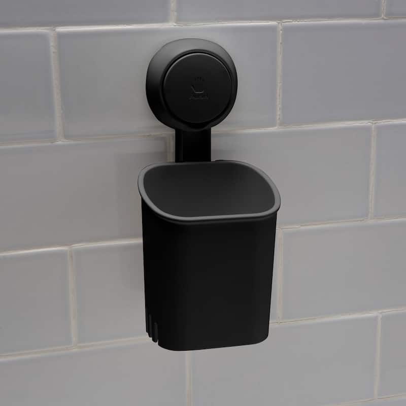 Bath Bliss Gel Suction Toothbrush Holder in Matte black - 3.7" x 3.6" x 7.7"