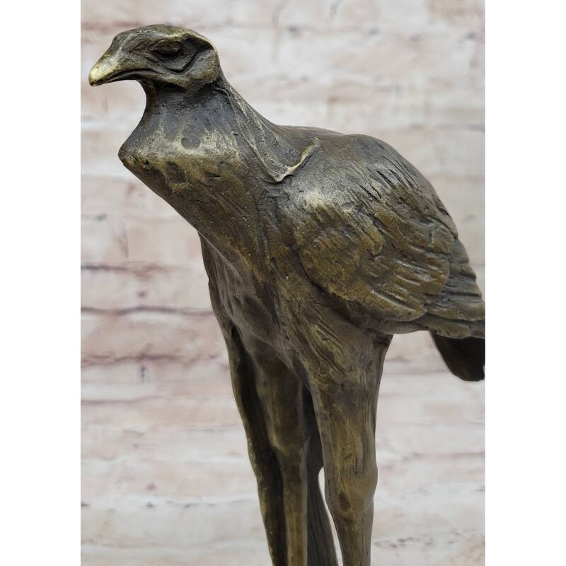 Bird Of Prey Vulture Bronze Statue Sculpture Figure On Marble Base 10 Inches X 9 Inches