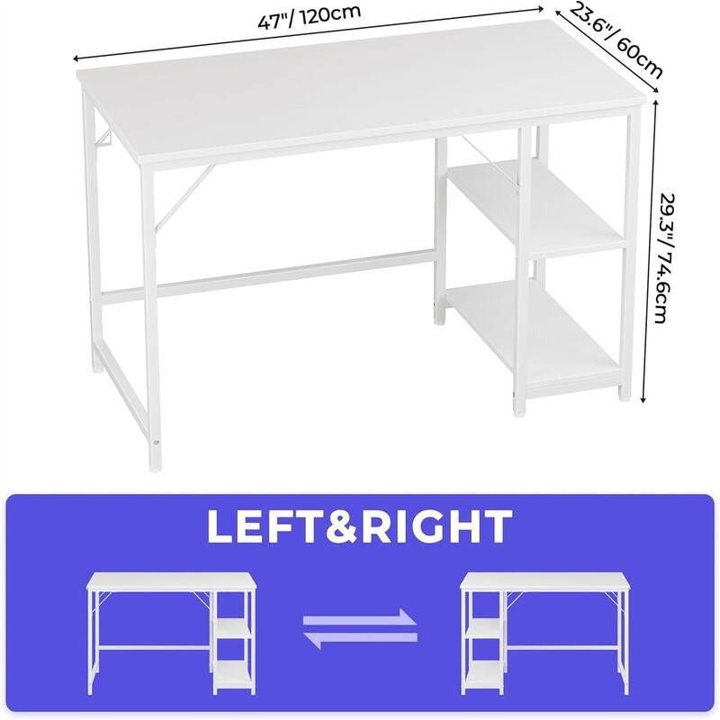 Computer Desk with Drawers and Storage Shelves