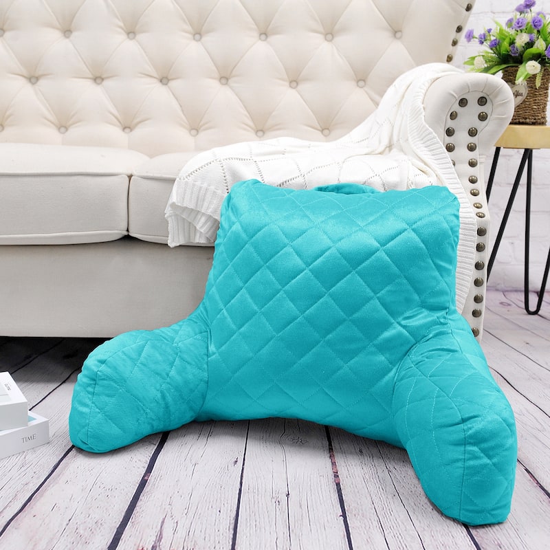 Velvet Do-It-Yourself Bedrest Reading Pillow Cover and Filling - 20" x 18" x 17" - Baltic Blue