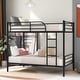 preview thumbnail 1 of 7, Twin Over Twin Metal Bunk Bed with Built-in Ladder and Guardrails, Black Twin - Black