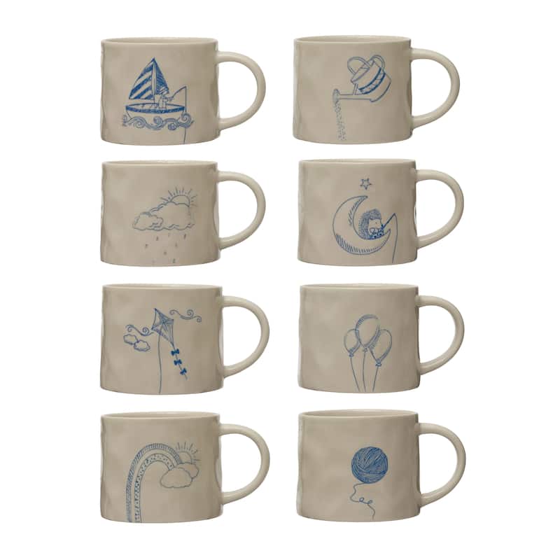 Stoneware Mug with Wax Relief Illustration and Secret Image on Bottom - 5.9"L x 4.3"W x 3.5"H - 5.9"L x 4.3"W x 3.5"H - Multicolor