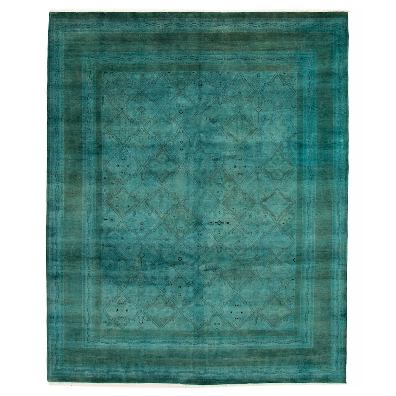 ECARPETGALLERY Hand-knotted Vibrance Teal Wool Rug - 8'0 x 9'8 - Teal - 8'0 x 9'8