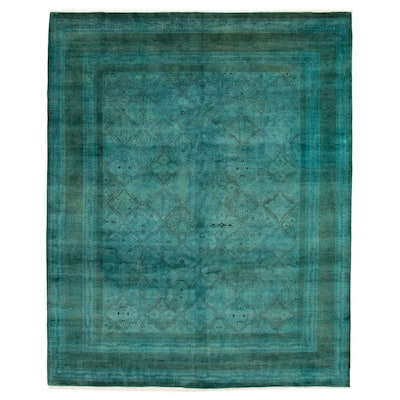 ECARPETGALLERY Hand-knotted Vibrance Teal Wool Rug - 8'0 x 9'8