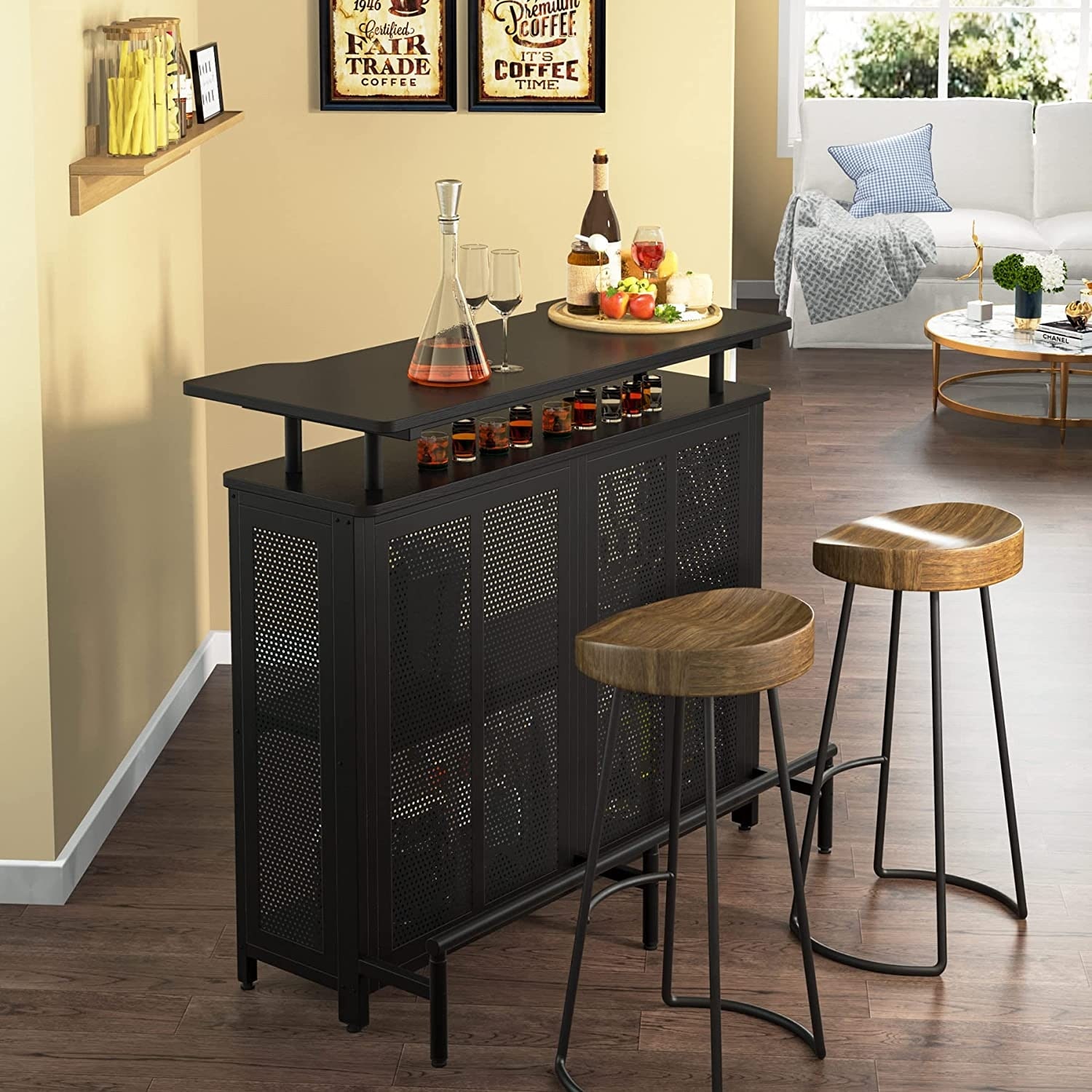 Black high outlet top bar table
