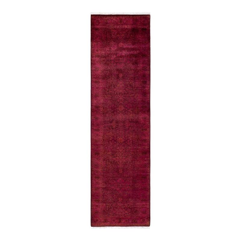 Overton Hand Knotted Wool Vintage Inspired Modern Contemporary Overdyed Pink Runner Rug - 2' 7" x 9' 6"