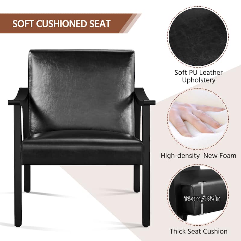 Yaheetech Upholstered Accent Chair Boucle Armchair with Solid Wood Legs - 24.5" L × 28" W × 29" H